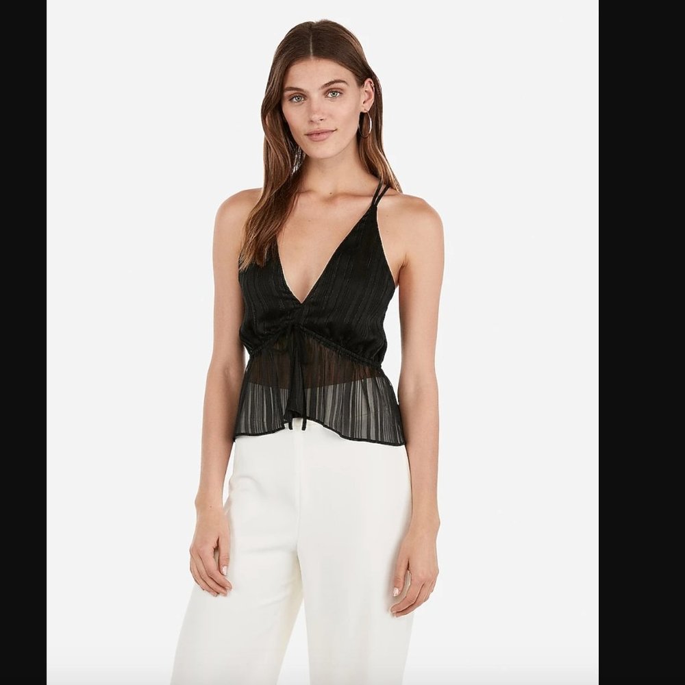 NWOT Metallic Black Strappy Back Cami From Express